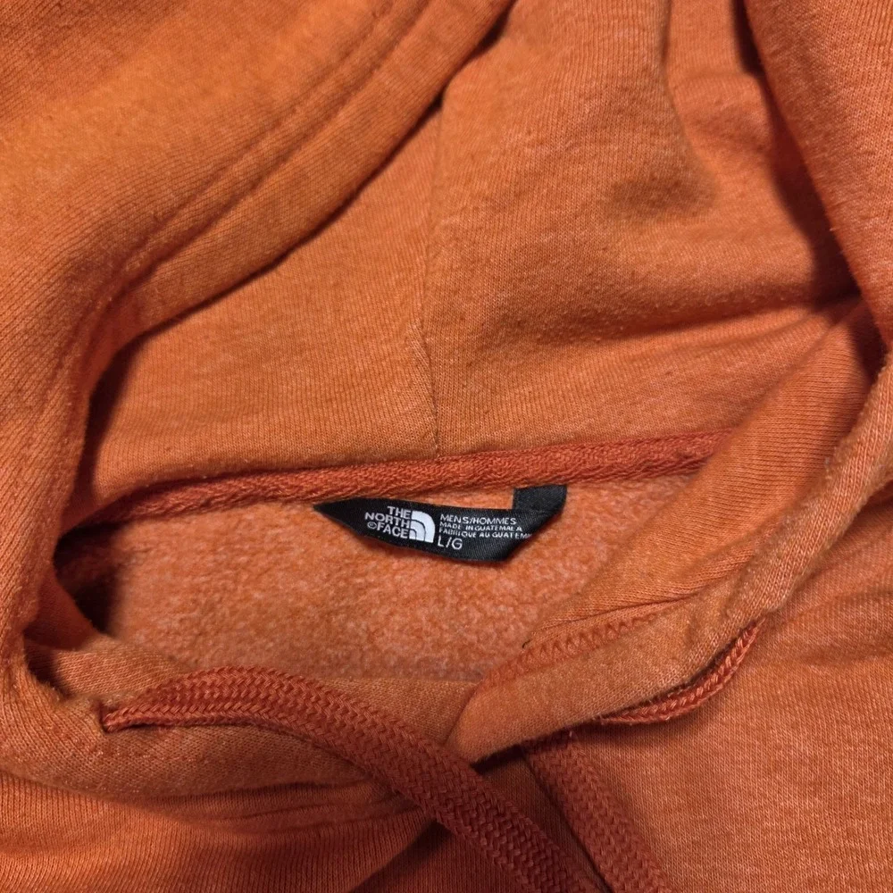 The North Face Hoodie Mens Large Orange Pullover Sweatshirt Fleece Big logo
